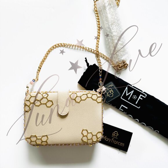 MARY FRANCES Garden Buzz Honeycomb & Winged Creatures Beaded Shoulder Bag NWT - Picture 5 of 9